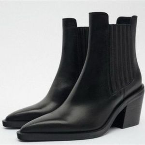 Zara Genuine Leather Cowboy Boots